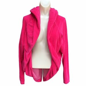 Boston Proper Fuchsia Terrycloth Hooded Open Shrug